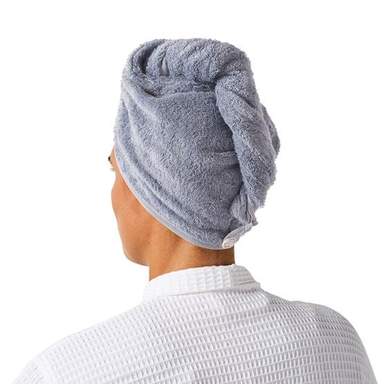 Navara Solid French Blue Bamboo Cotton Hair Towel Wrap