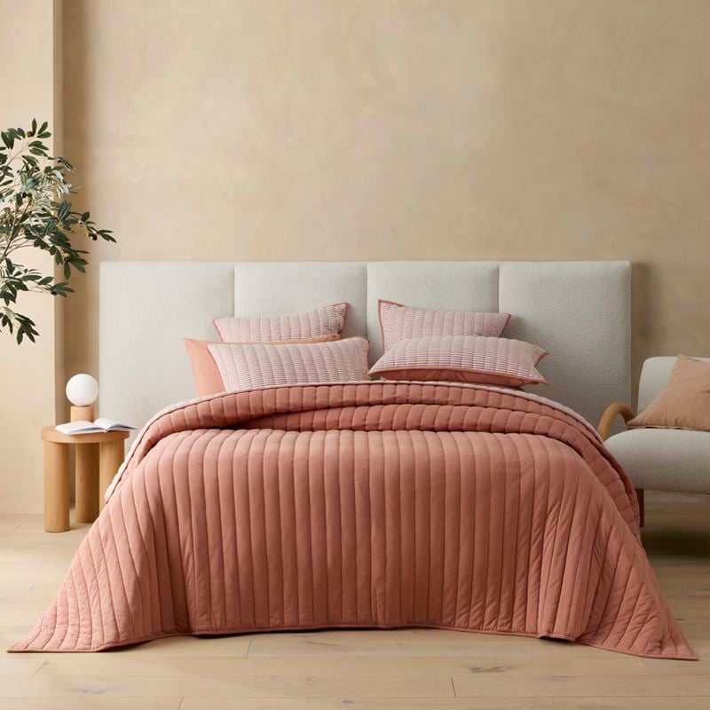 Ultra Soft Jersey Clay & Clay Stripe Quilted Coverlet Separates
