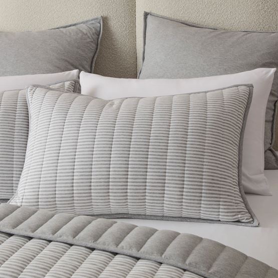 Ultra Soft Jersey Grey Marble & Grey Stripe Quilted Pillowcases