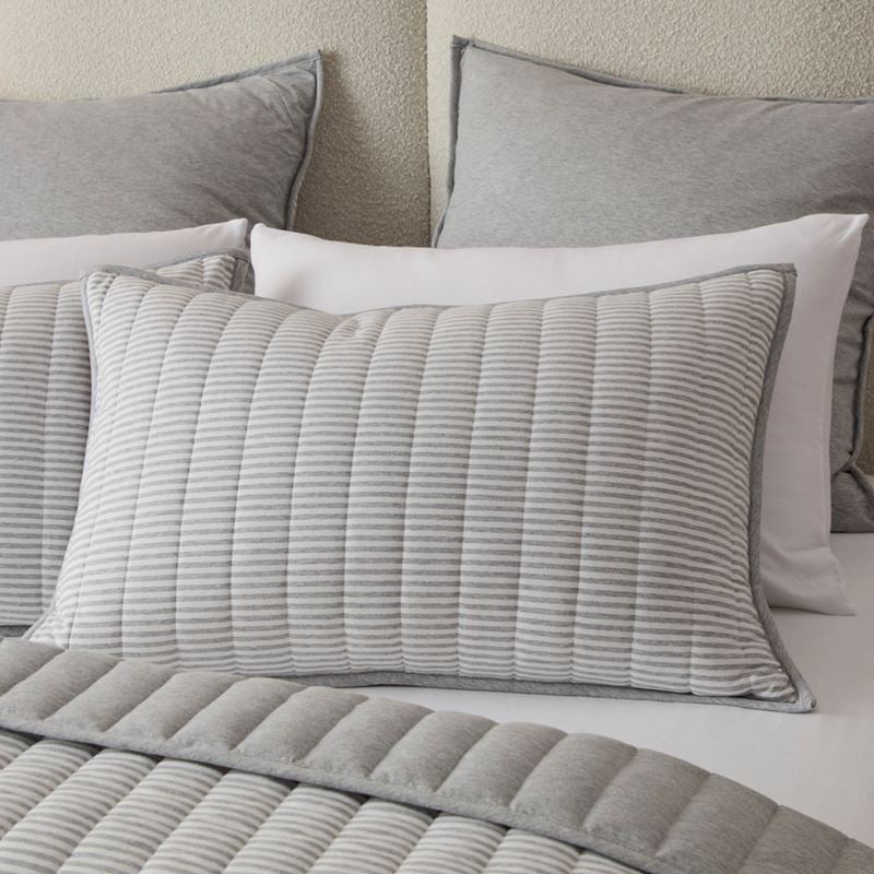 Ultra Soft Jersey Grey Marble & Grey Stripe Quilted Coverlet Separates