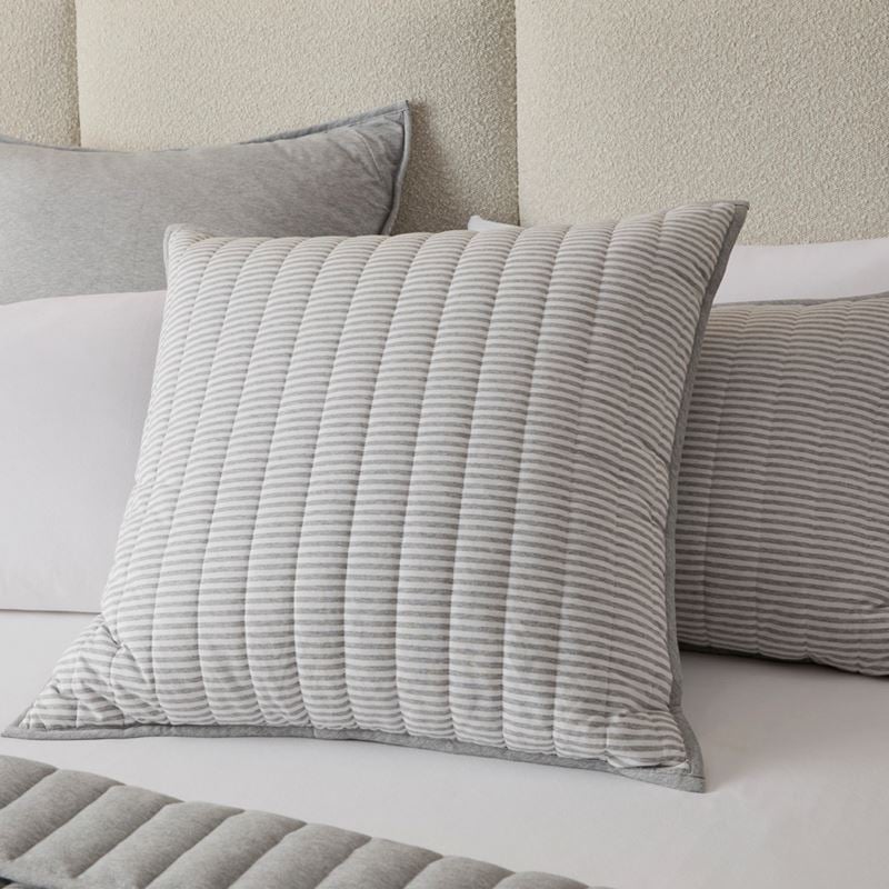 Ultra Soft Jersey Grey Marble & Grey Stripe Quilted Pillowcases
