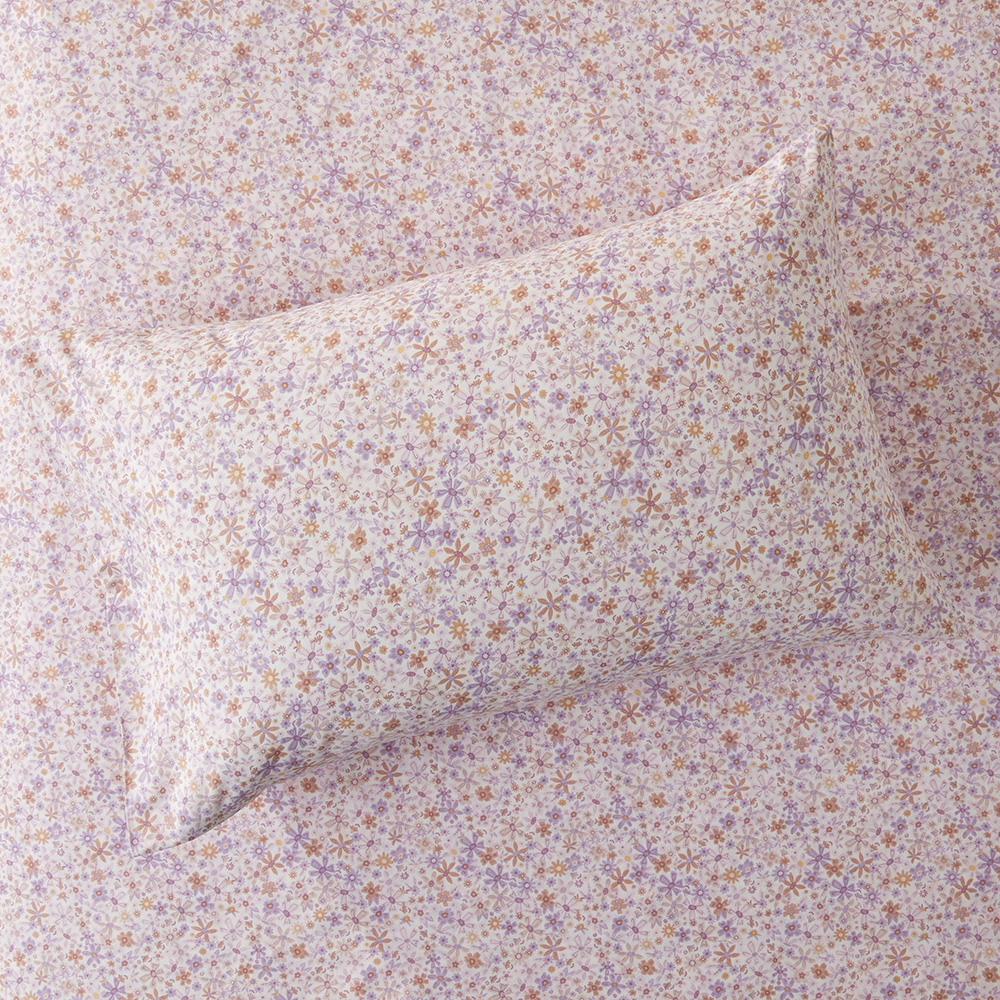 Lilac Floral Printed Percale Sheet Set Adairs