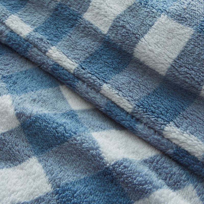 Sherpa Printed Blue Check Quilt Cover Set