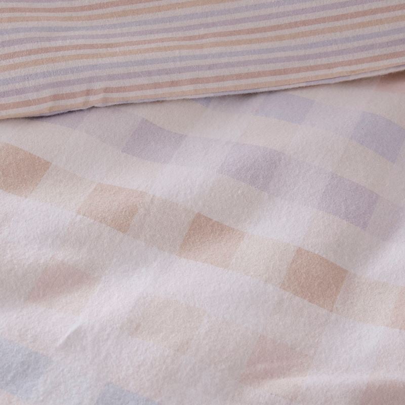 Flannelette Printed Natural Stripe Quilt Cover Set