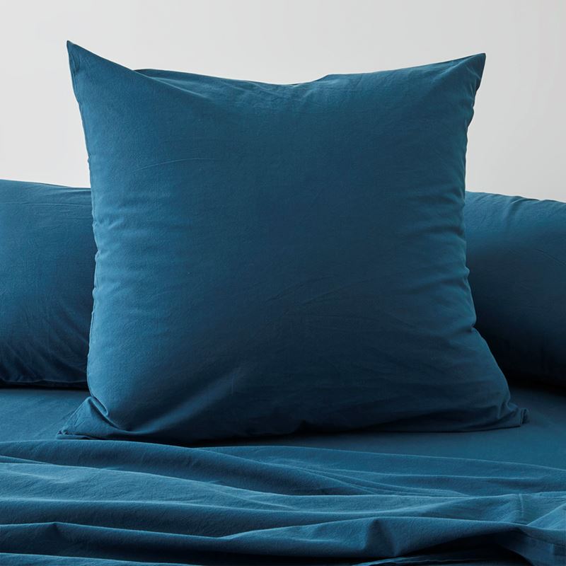 Stonewashed Cotton Petrol Blue Pillowcases