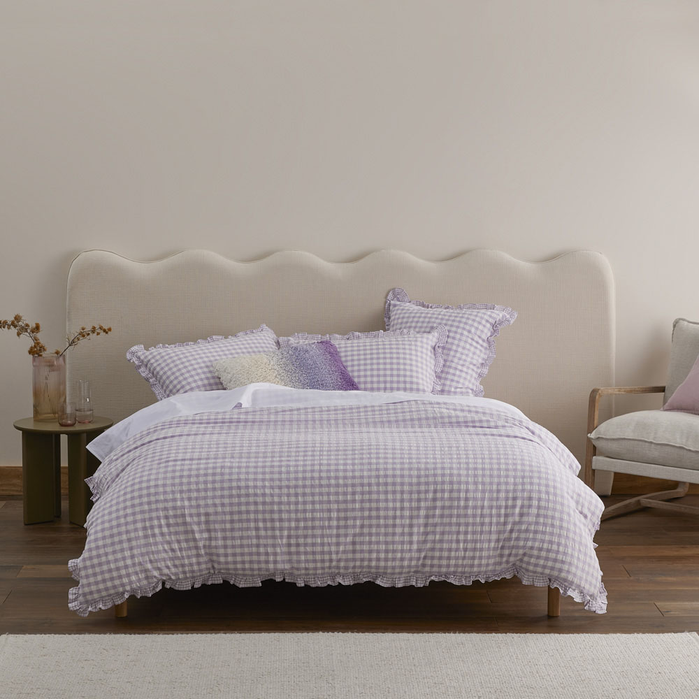 Ruffle Lilac Gingham Quilt Cover Set + Separates Adairs