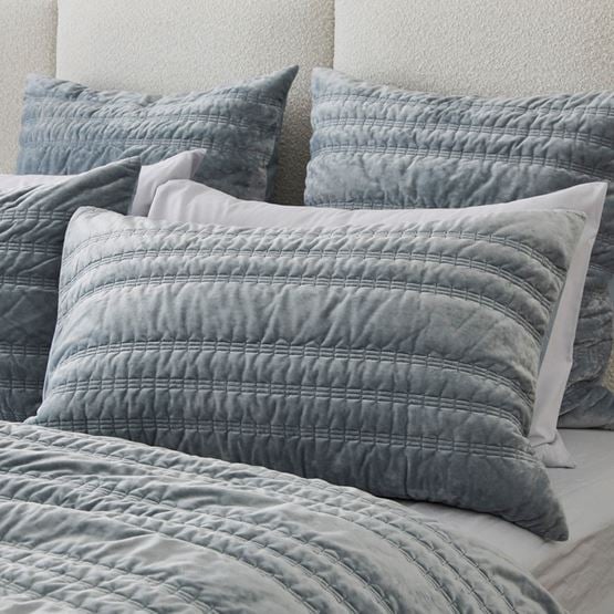 Maeve Soft Sage Velvet Quilted Pillowcases