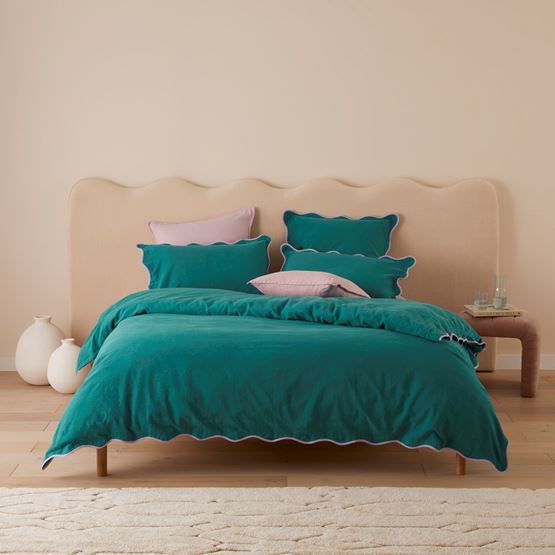 Scallop Teal Quilt Cover Set + Separates