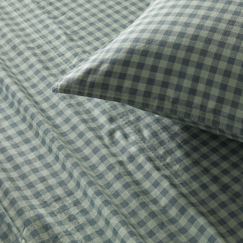 Stonewashed Cotton Gumleaf Gingham Sheet Set Adairs