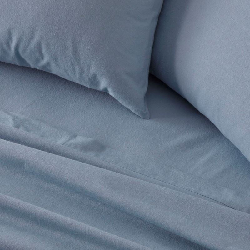 Flannelette Steel Blue Plain Dye Pillowcases