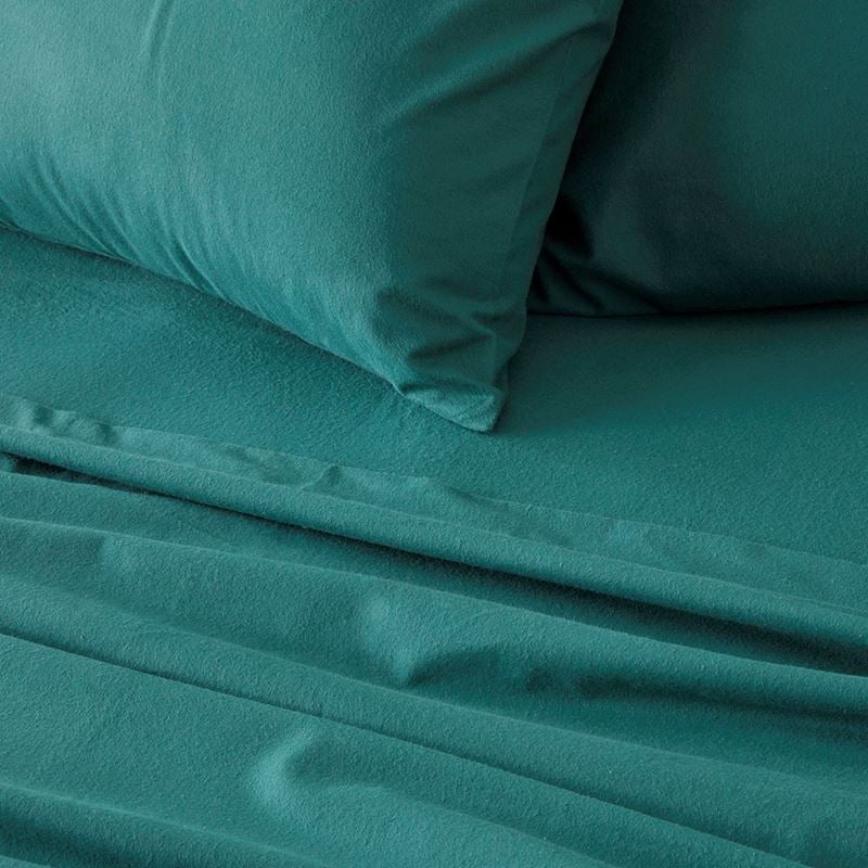 Flannelette Teal Plain Dye Pillowcases