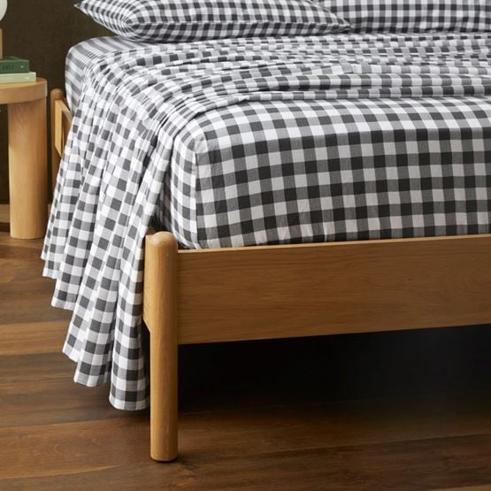 Flannelette Printed Charcoal Check Fitted Sheet Separates