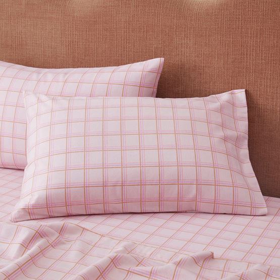 Flannelette Printed Melrose Check Spice Pillowcases