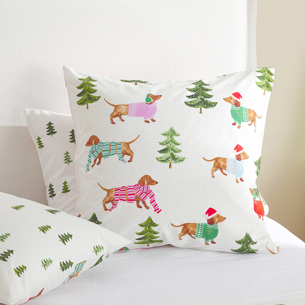 Christmas Dachshund White Pillowcases Adairs