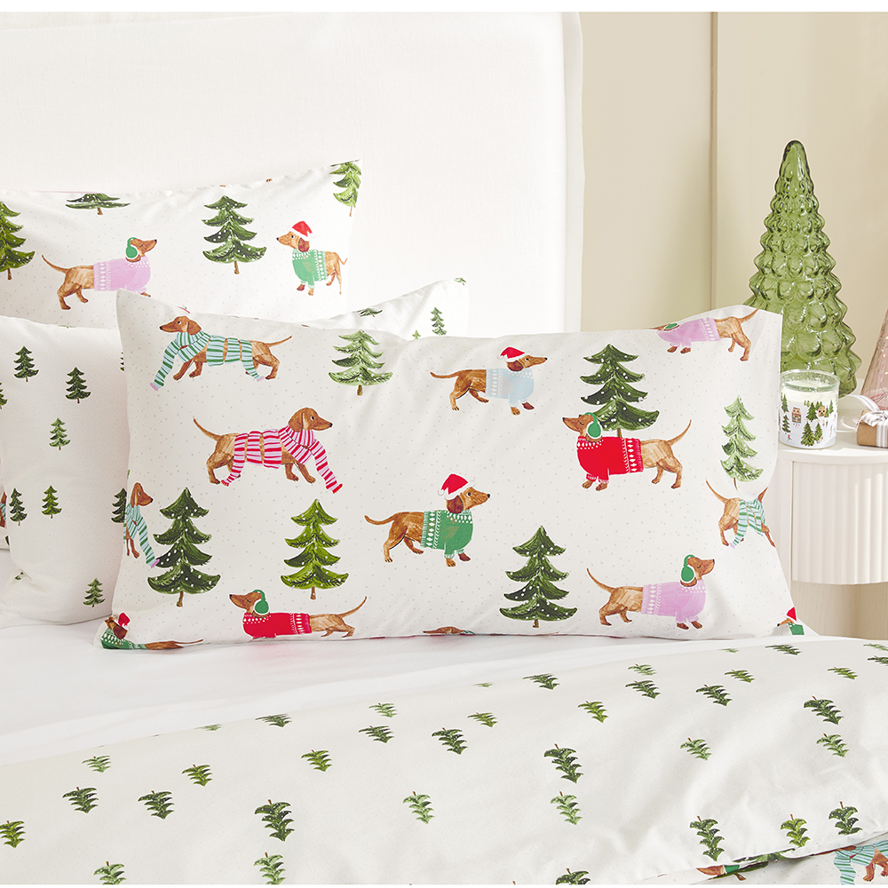 Christmas Dachshund White Pillowcases Adairs