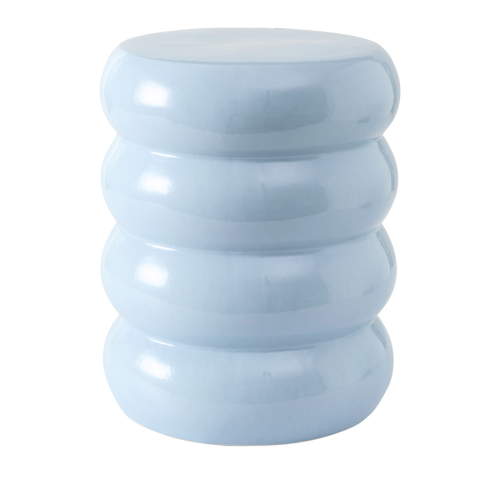 Ceramic Soft Blue Ribbed Side Table | Adairs