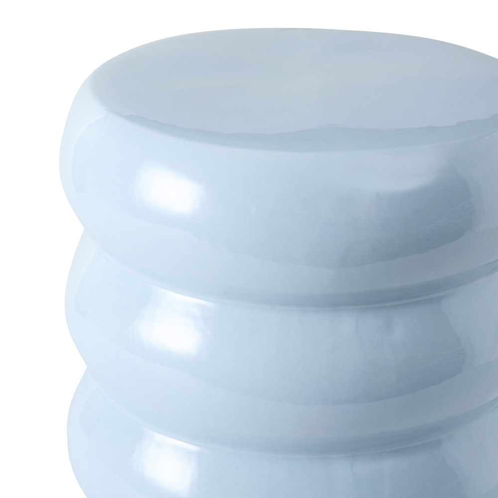 Ceramic Soft Blue Ribbed Side Table | Adairs