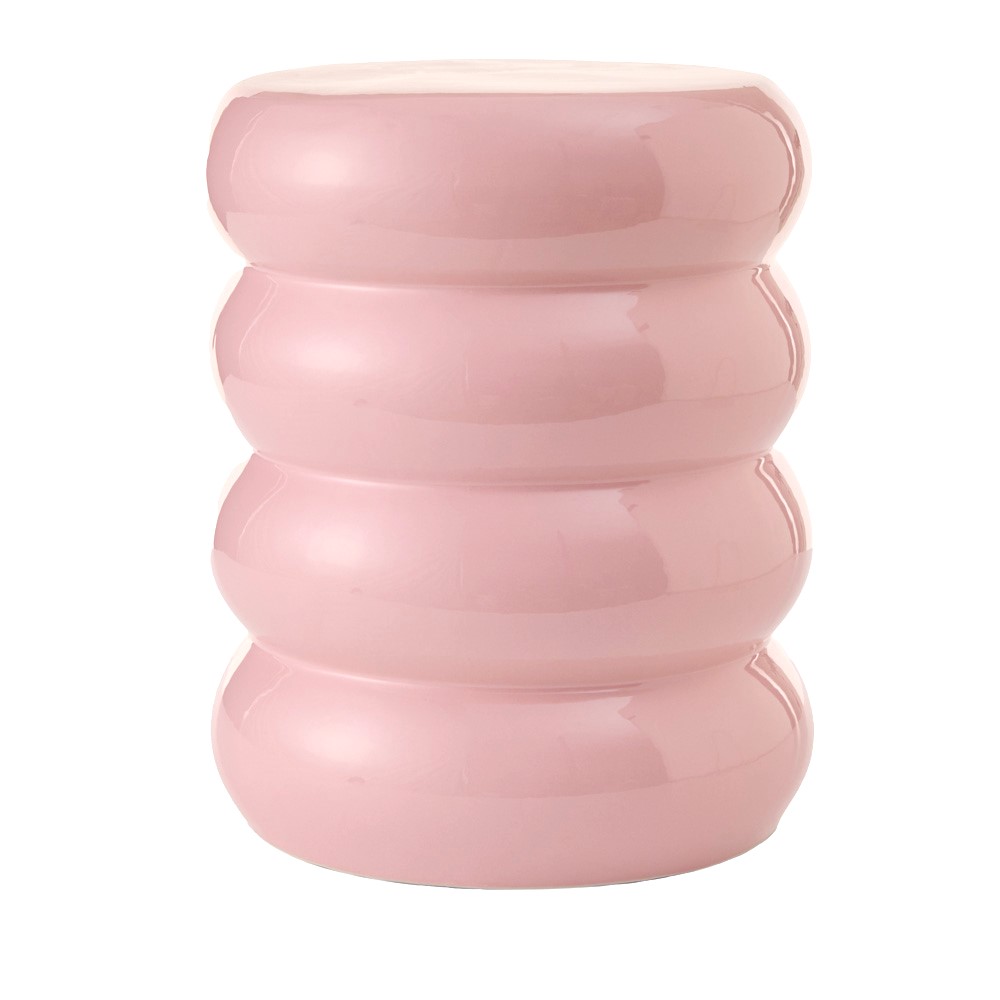 Ceramic Soft Pink Ribbed Side Table | Adairs