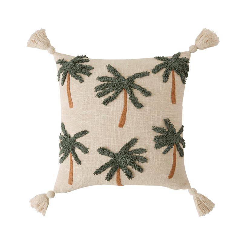 Palm Tufted Green Cushion