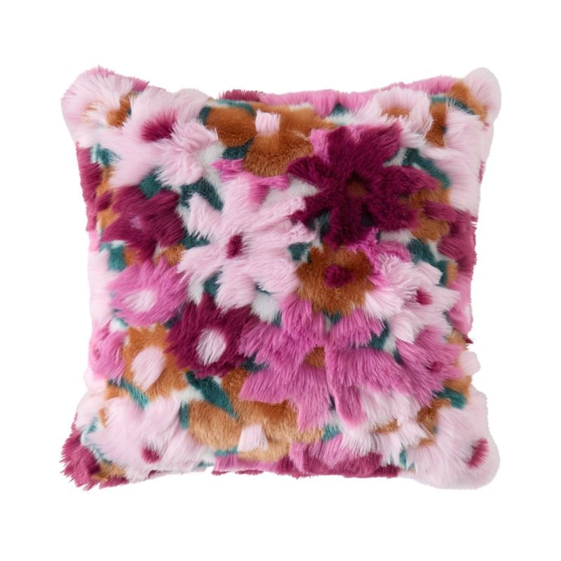 Grace Purple Floral Fur Cushion