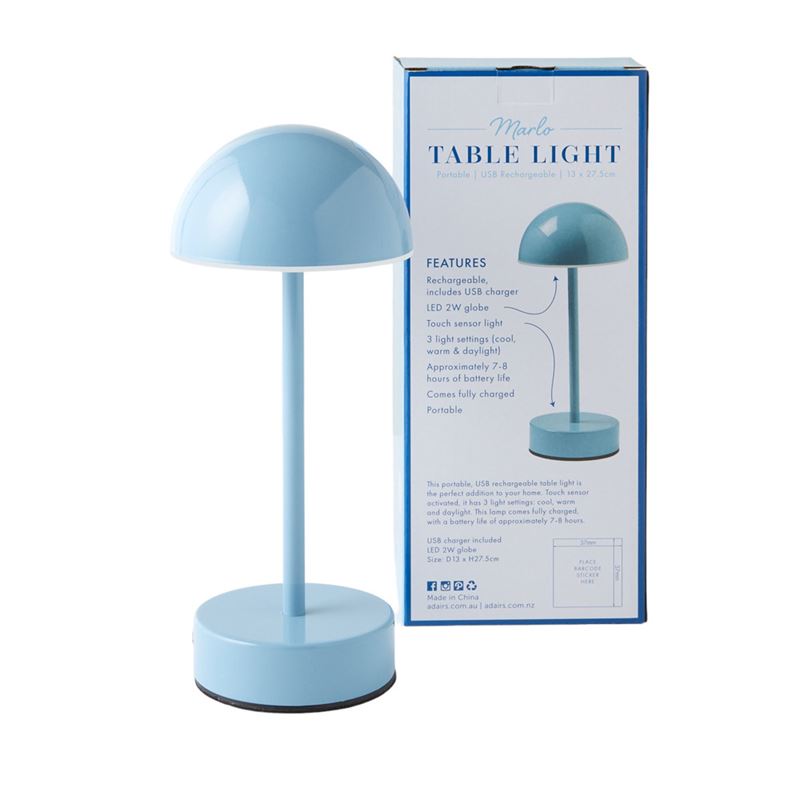 Marlo Blue USB Rechargeable Touch Table Light