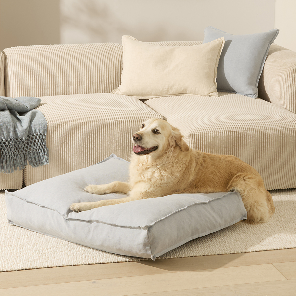 Belgian Light Denim Linen Pet Bed Adairs