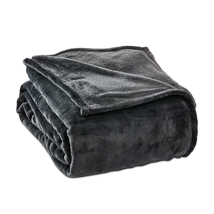 Aspen Coal Fleece Blanket Adairs