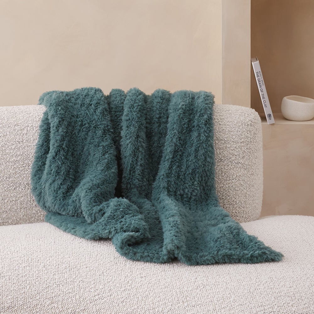 Munich Evergreen Feather Yarn Throw Adairs