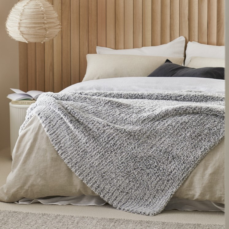 Munich Grey Feather Yarn Throw Adairs