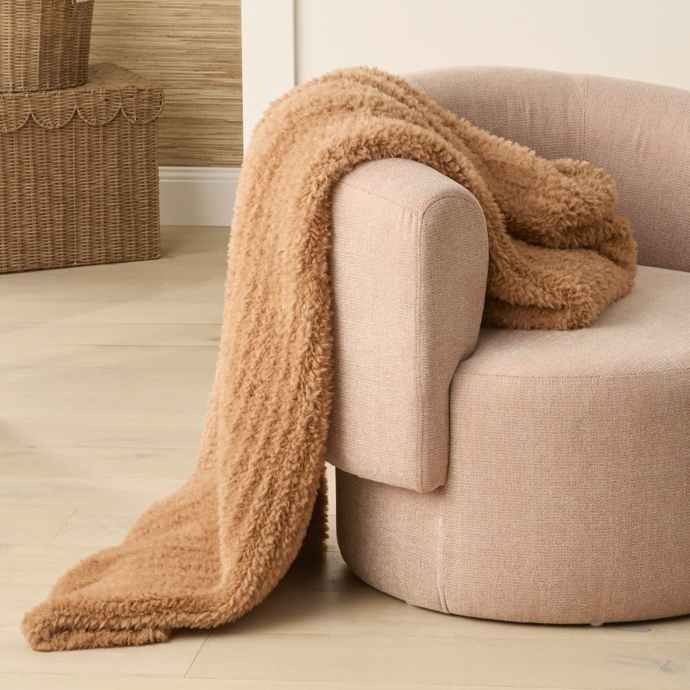 Munich Tan Feather Yarn Throw Adairs