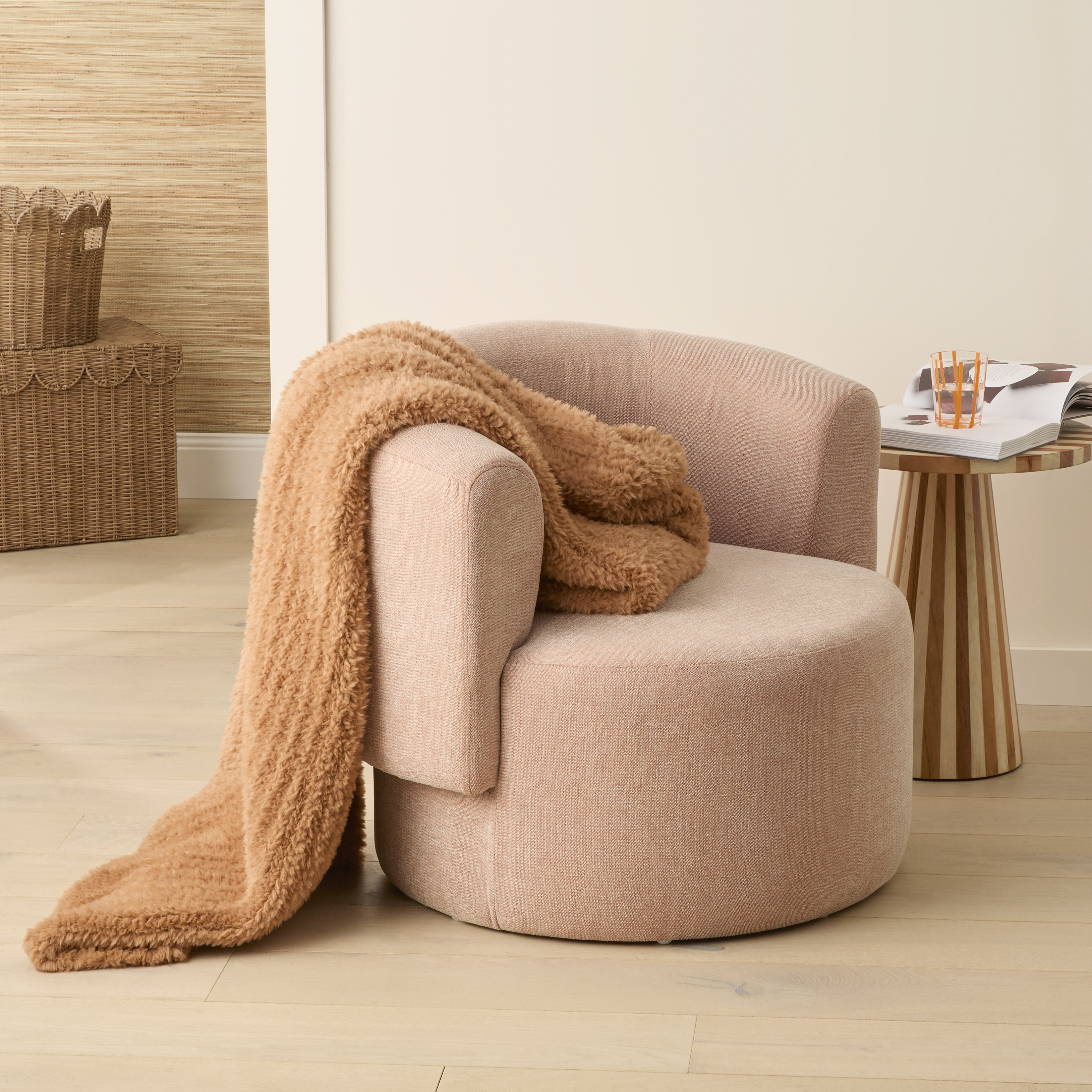 Munich Tan Feather Yarn Throw Adairs