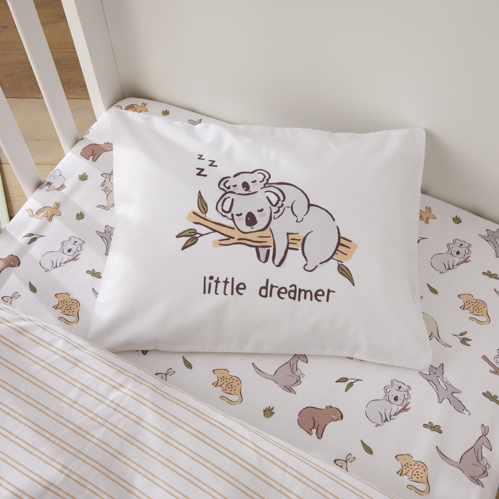 Adairs Kids Decorative Koala Little Dreamer Cot Text Pillowcase Adairs