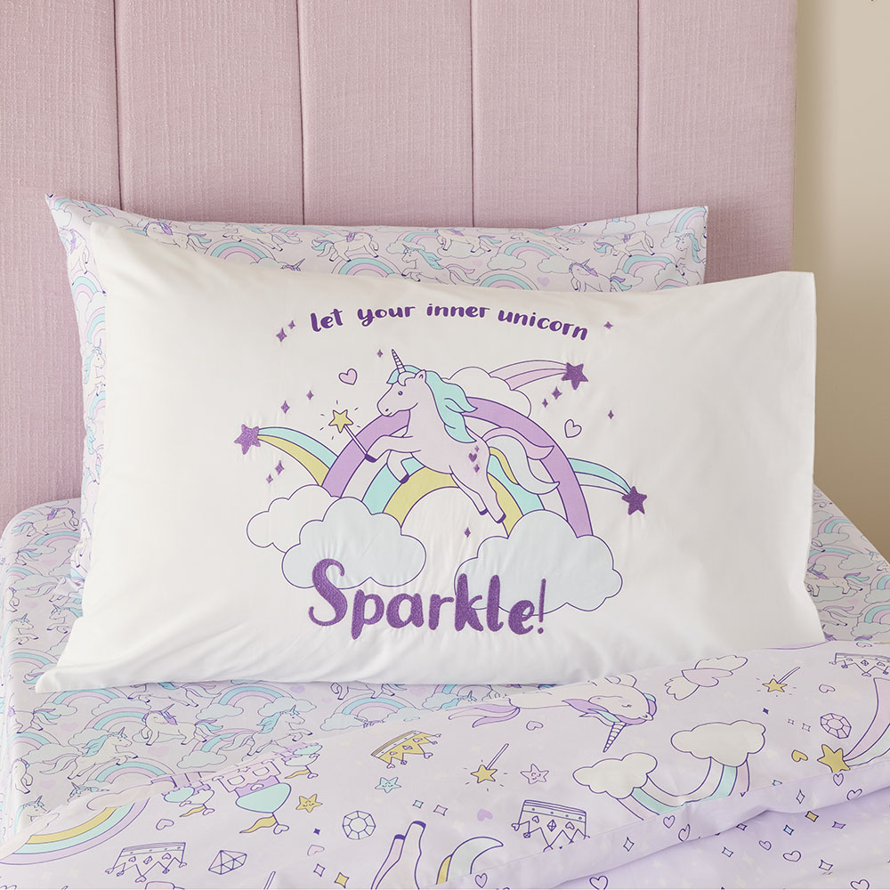 Adairs Kids Fantasy Unicorn Kids Text Pillowcase Adairs