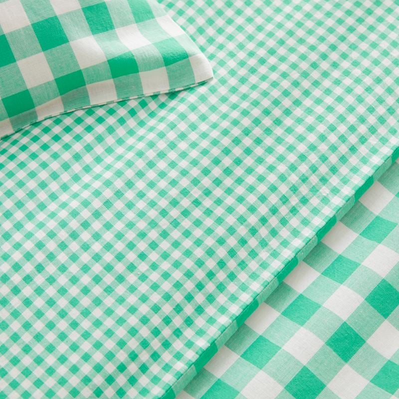Sawyer Yarn Dyed Gingham Green Cot Quilt Cover Set