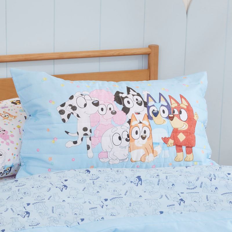 Bluey & Friends Organic Cotton Soft Blue Quilted Quilt Cover Set