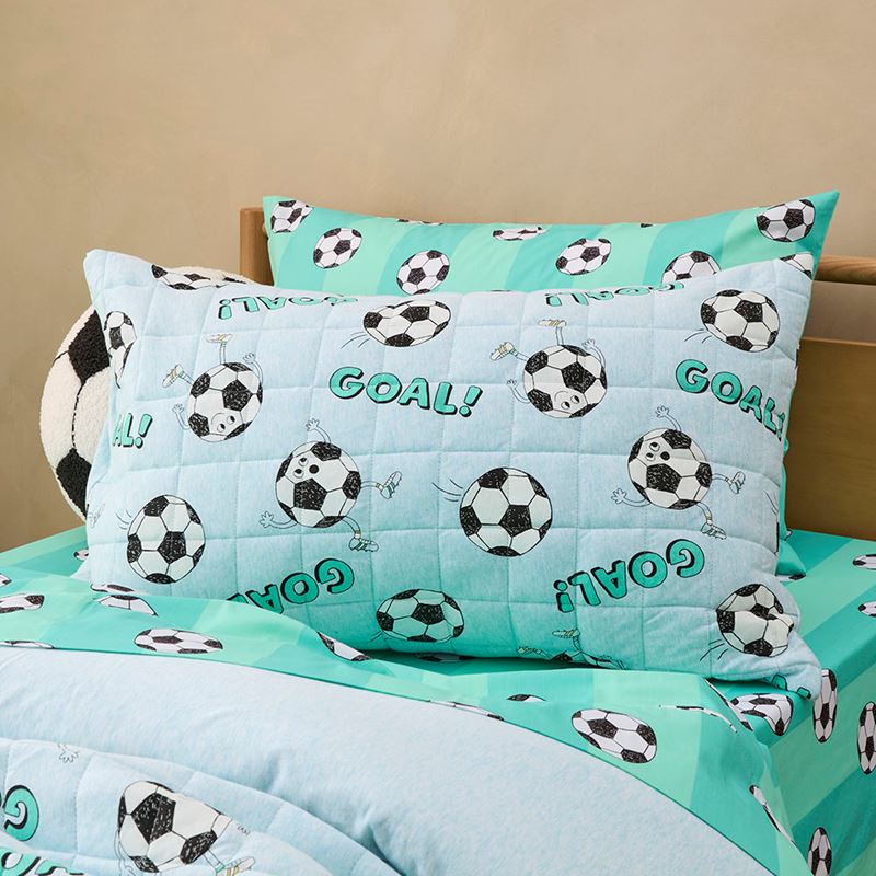Shoot For Your Goals Green Jersey Marle Quilted Quilt Cover Set