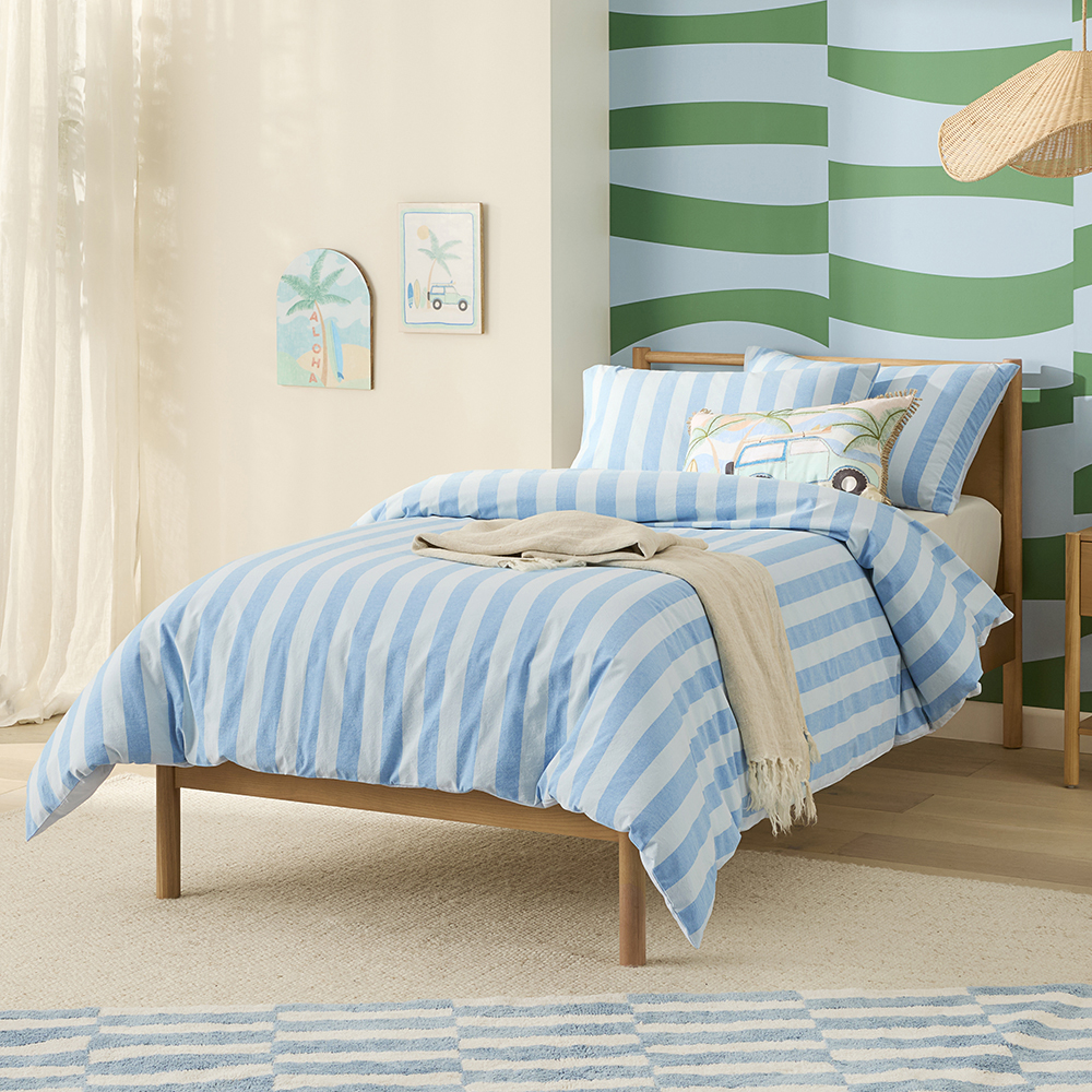 Adairs Kids - Stonewashed Blues Stripe Quilt Cover Set | Adairs