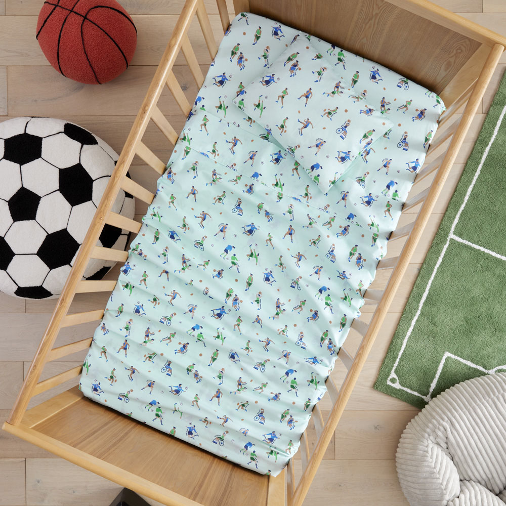 Adairs Kids Game Day Mint Cot Sheet Set Adairs