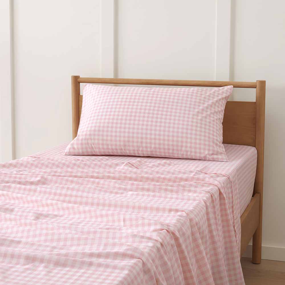 Adairs Kids Rylee Ballet Pink Gingham Sheet Set Adairs