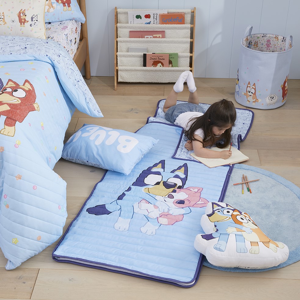 Adairs Kids Bluey & Friends Blue Sleeping Bag Adairs