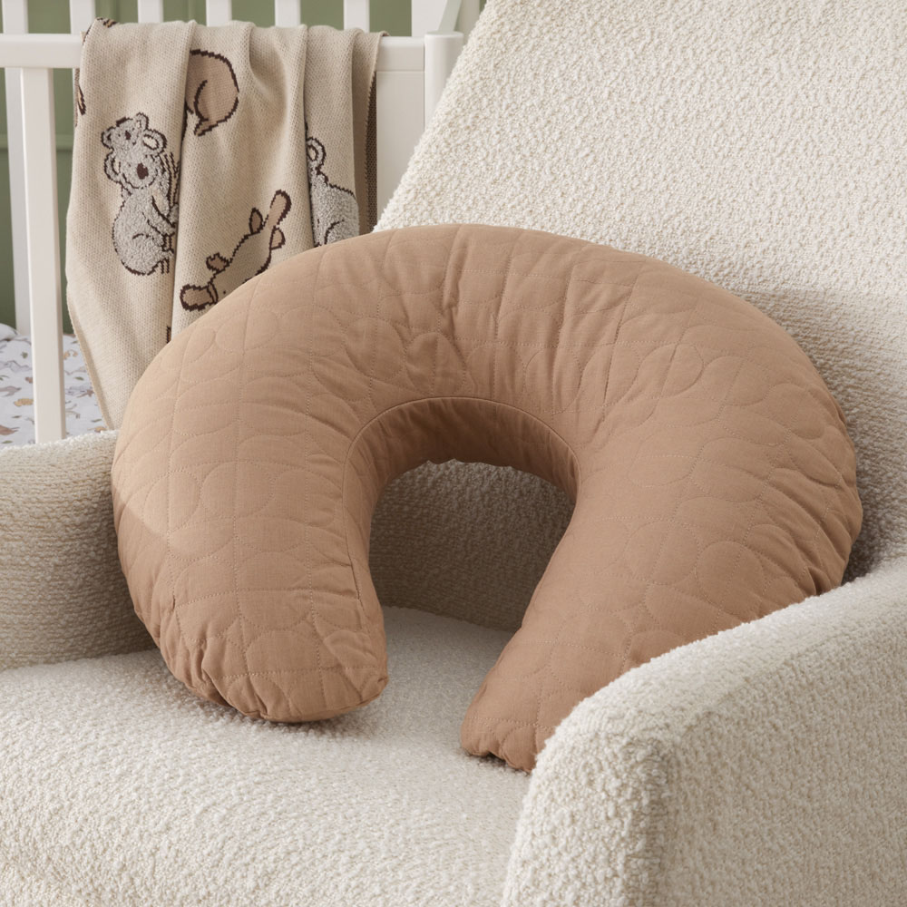 Adairs Baby Vintage Washed Linen Hazelnut Nursing Pillow Adairs