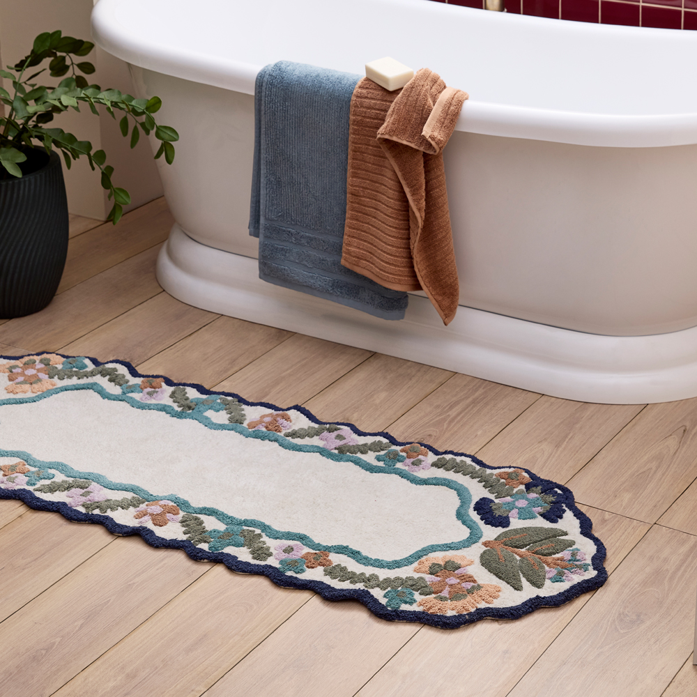 Camilla Scallop Floral Bath Runner | Adairs