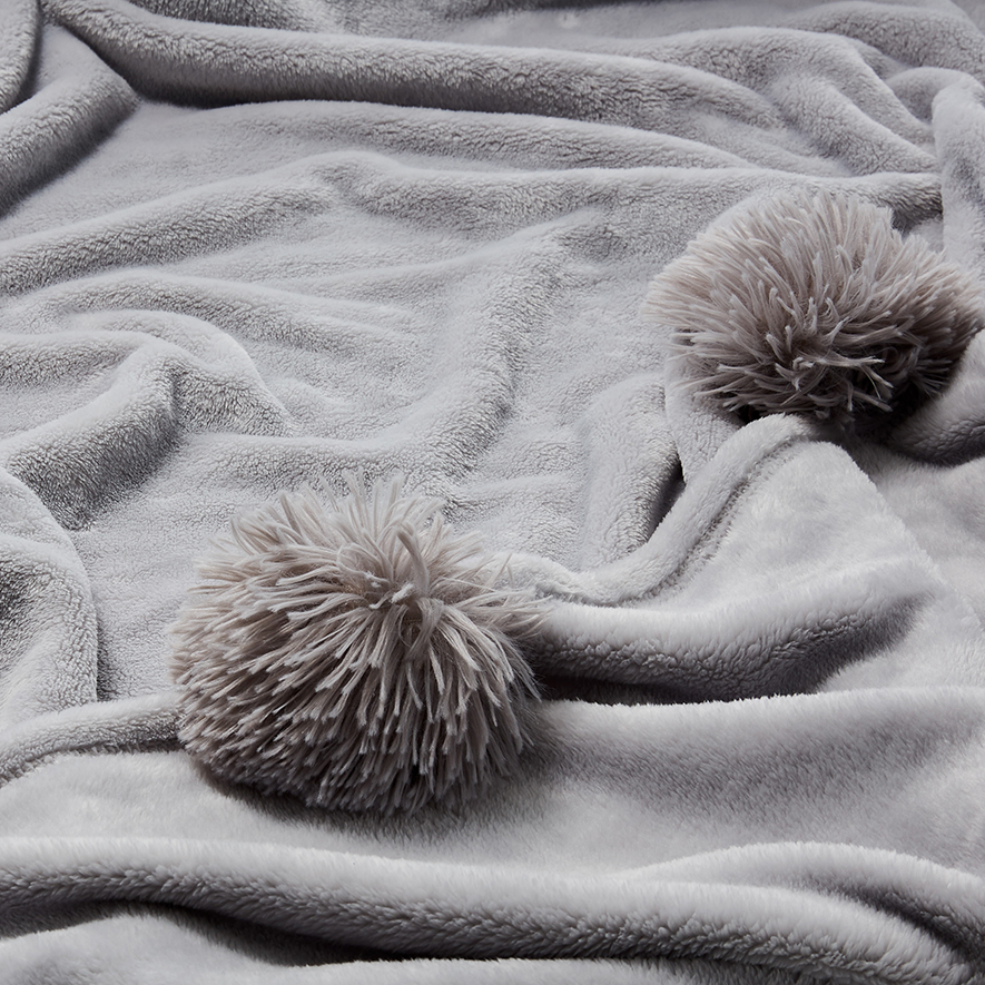 Giant Pom Pom Blanket Grey Adairs