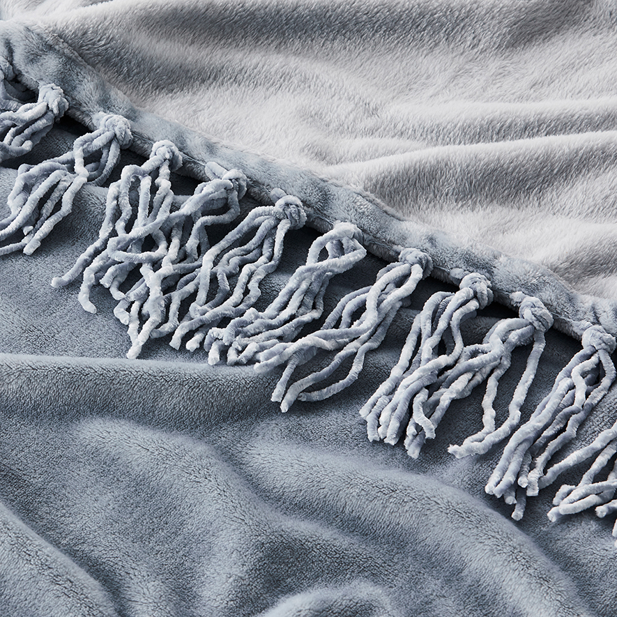 Tassel Trim Ultrasoft Ocean Blue Blanket Adairs