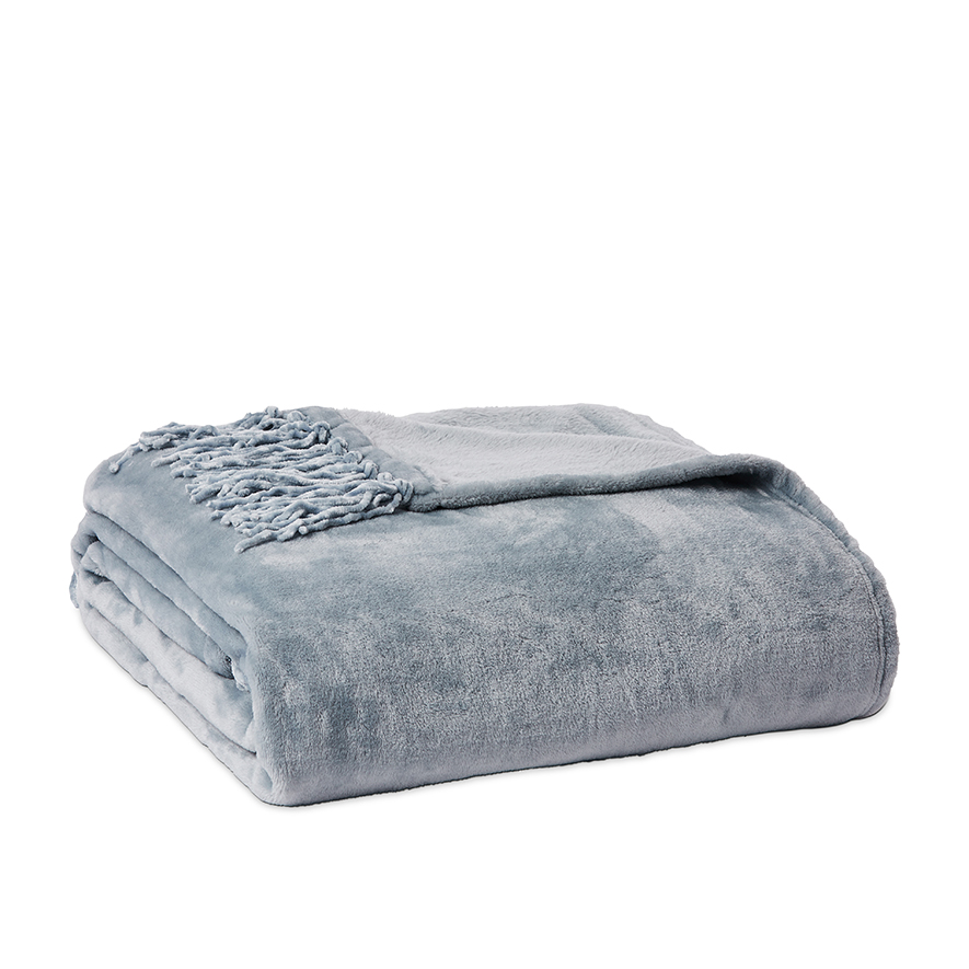 Tassel Trim Ultrasoft Ocean Blue Blanket Adairs