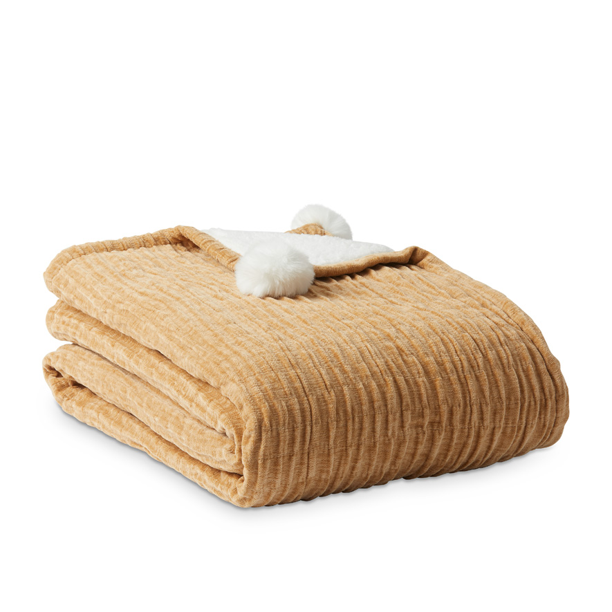 Dakota Sherpa Mustard Blanket Adairs