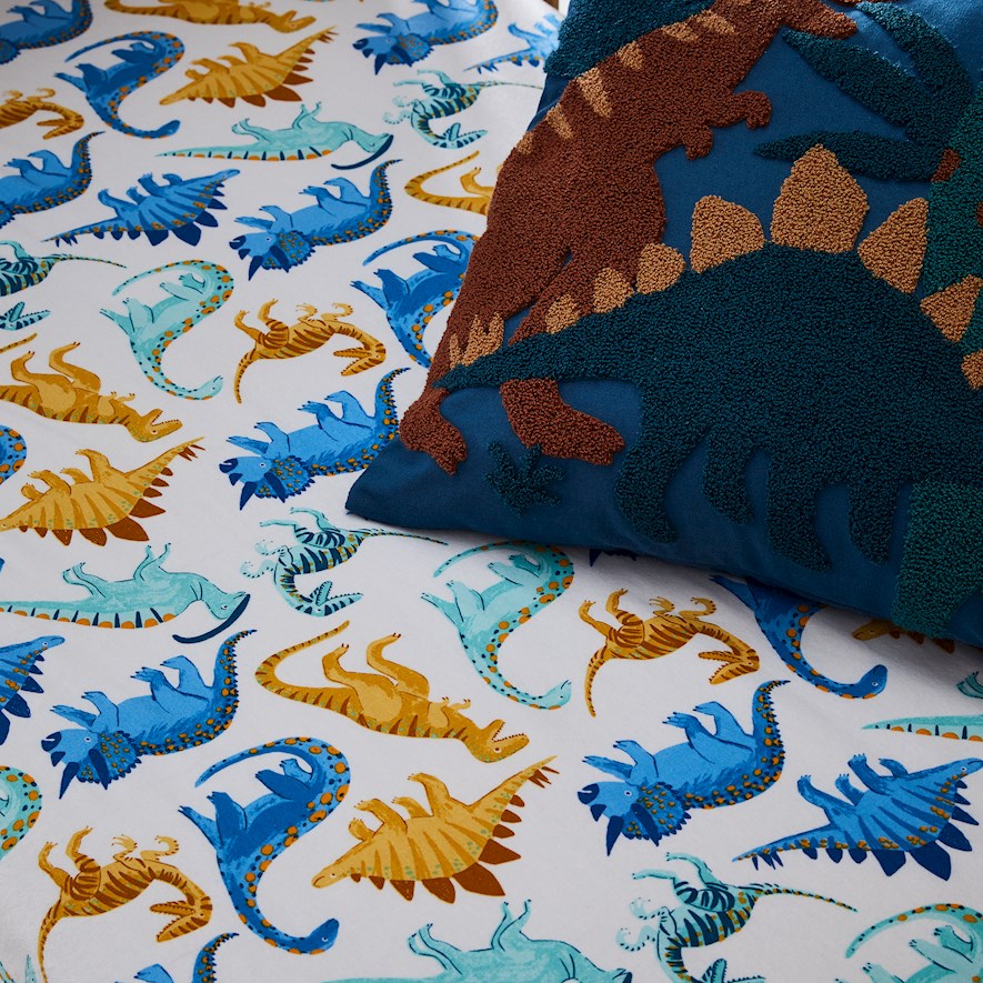 Flannelette Multi Dino Play Cot Fitted Sheet Adairs