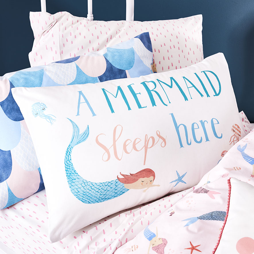 A mermaid sleeps here pillow hotsell