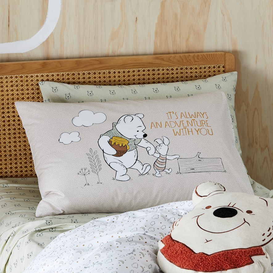 Disney Kids Winnie the Pooh White Pooh Adventure Pillowcase Adairs