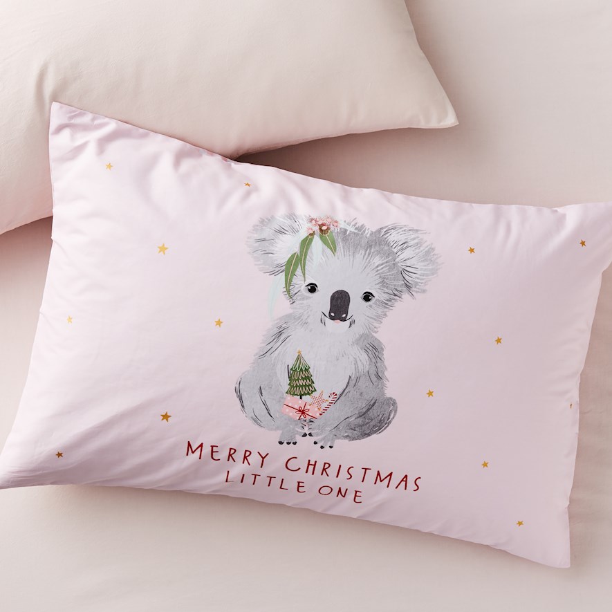 Christmas Pink Cutie Koala Pillowcase Adairs